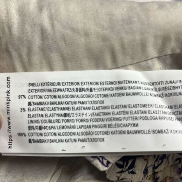 Minkpink Surrey Crop Top Cream Yellow Floral Side Zip Smocked Medium NWT Boho - Picture 10 of 12